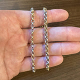 14k Yellow and White Gold 15g Ladies Two Tone 5mm Rolo Link Chain Necklace 16"