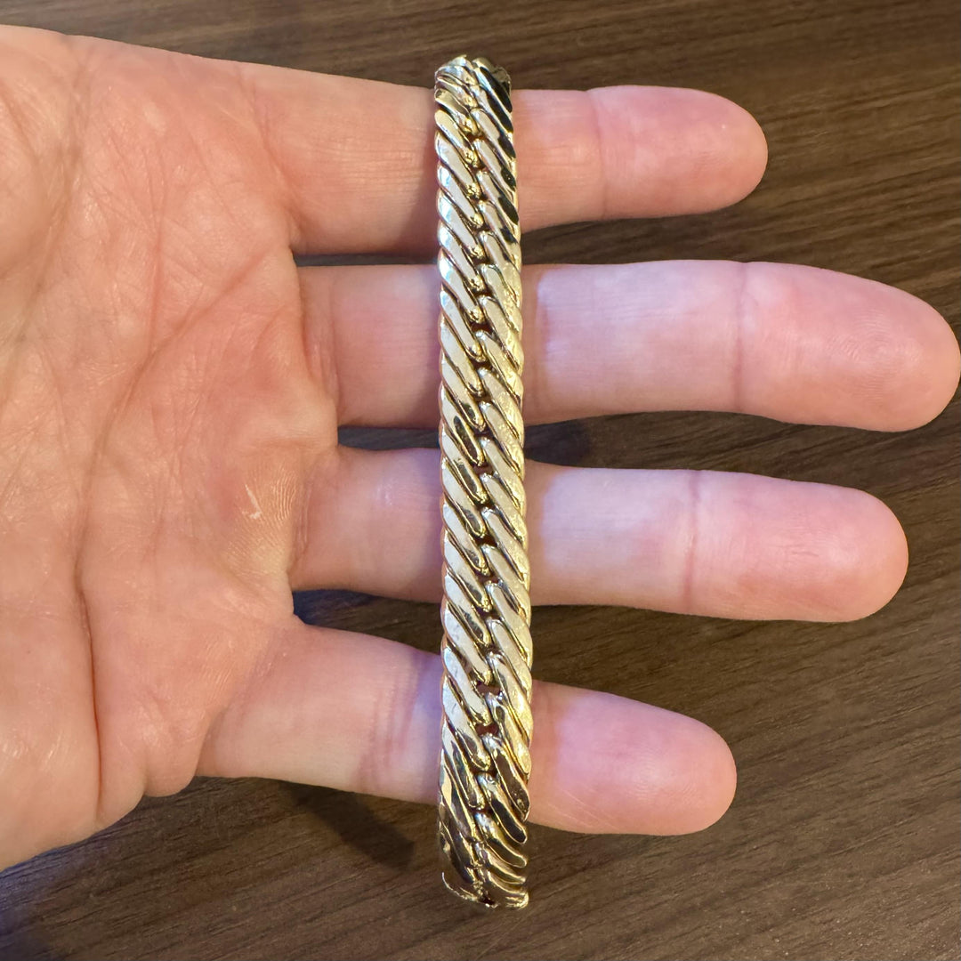 14k Yellow Gold 24.5g Thick Ladies 11mm Flattened Curb Link Bracelet 7.25"