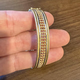 14k Yellow and White Gold 16.2g Solid Ladies Fancy Beaded Bangle Bracelet 7"