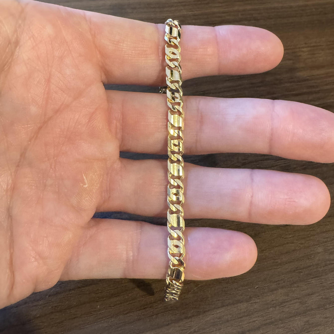 14k Yellow Gold 13g Solid 6mm Fancy Curb Link Bracelet Italy 7.25"