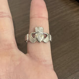 14k White Gold and Diamond 5.8g Claddagh Ring Size 12