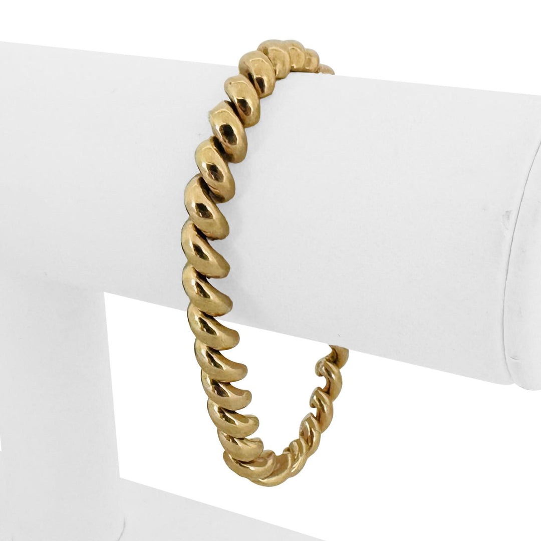 14k Yellow Gold 14.8g Ladies Polished 7mm San Marco Link Bracelet Italy 7.25"