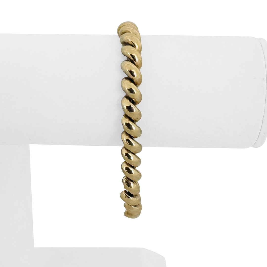 14k Yellow Gold 14.8g Ladies Polished 7mm San Marco Link Bracelet Italy 7.25"