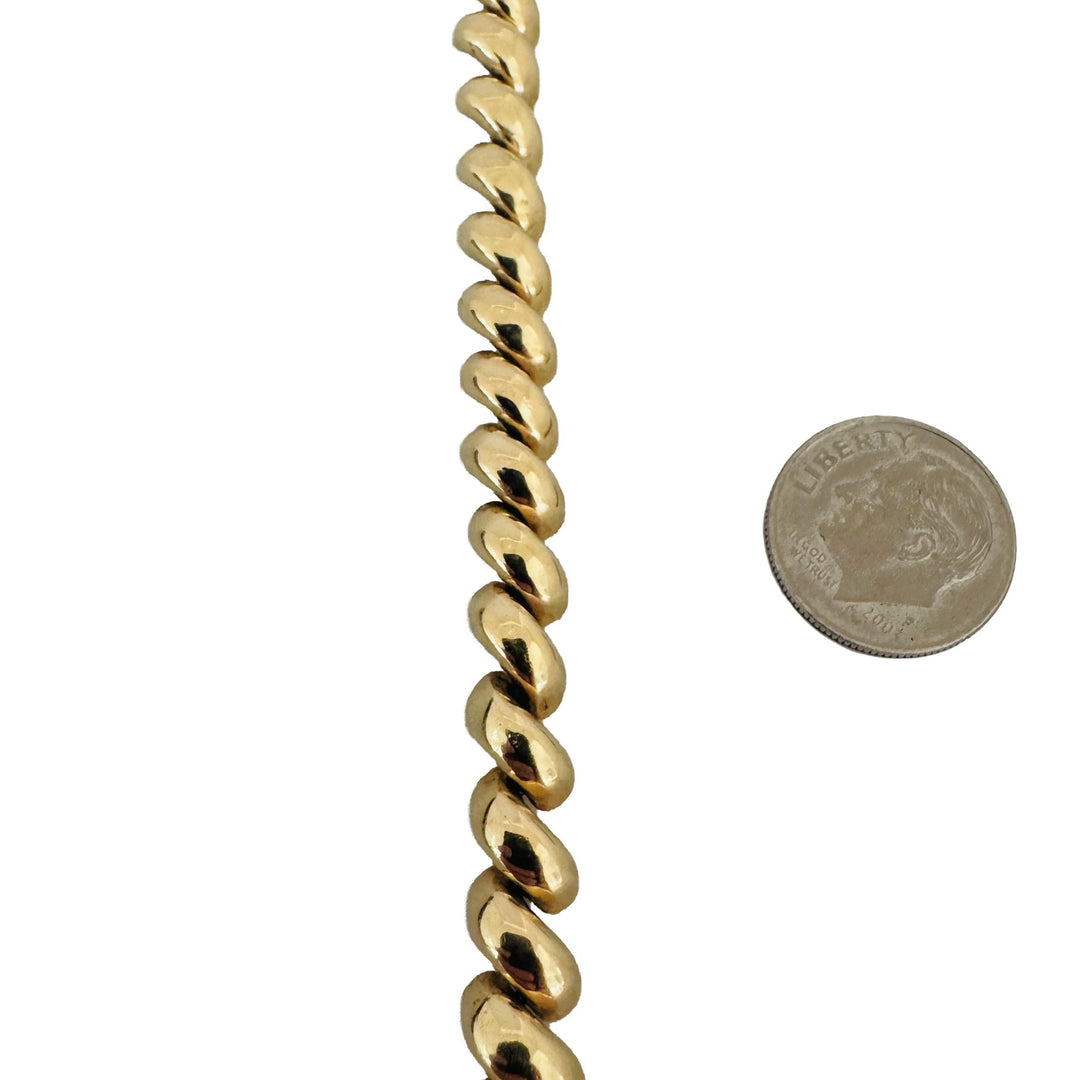 14k Yellow Gold 14.8g Ladies Polished 7mm San Marco Link Bracelet Italy 7.25"
