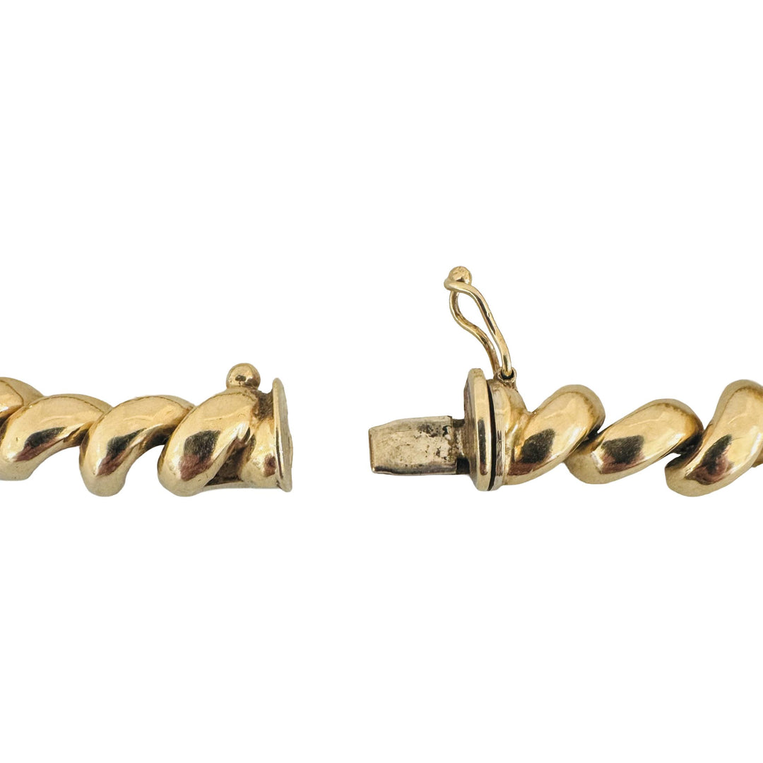 14k Yellow Gold 14.8g Ladies Polished 7mm San Marco Link Bracelet Italy 7.25"