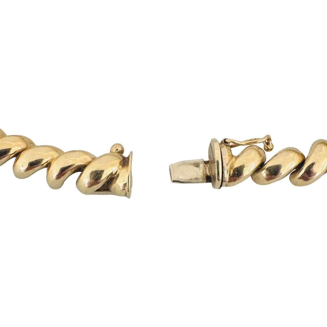 14k Yellow Gold 14.8g Ladies Polished 7mm San Marco Link Bracelet Italy 7.25"