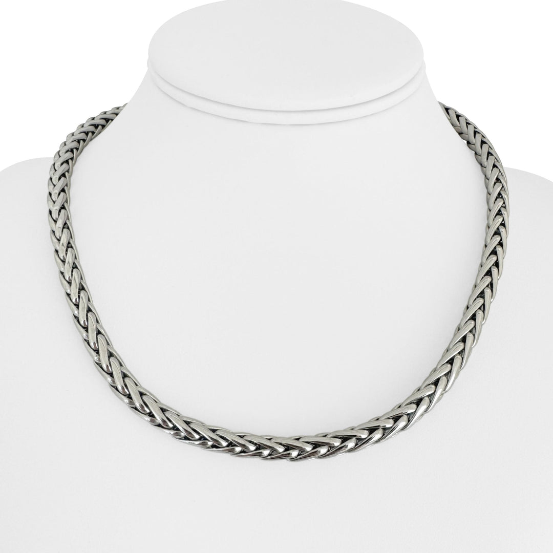 14k White Gold 33.2g Ladies Thick 6mm Wheat Link Necklace Italy 18 Joseph Robert Jewelers