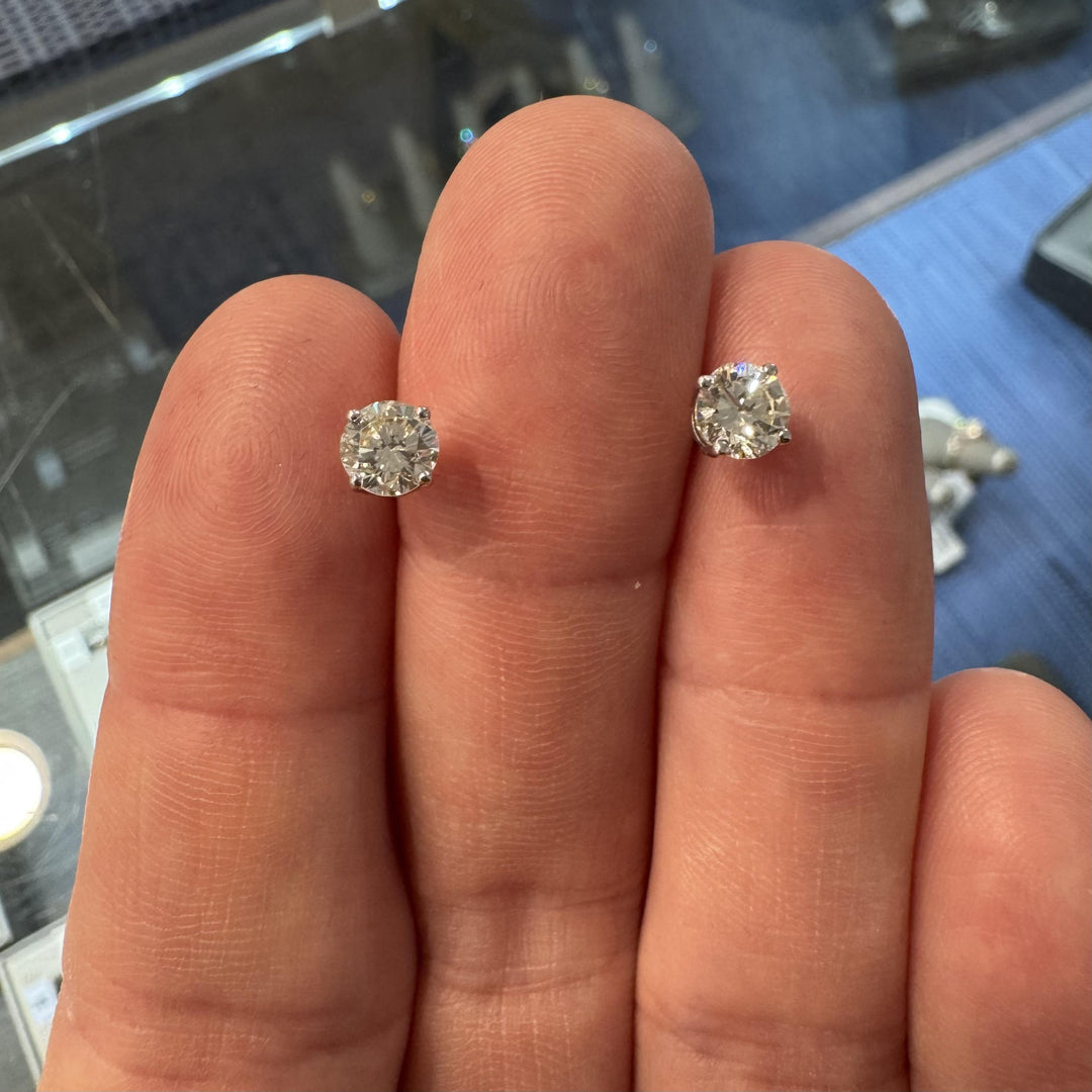 Brand New 1.25cttw Natural Diamond Stud Earrings in 14k White Gold