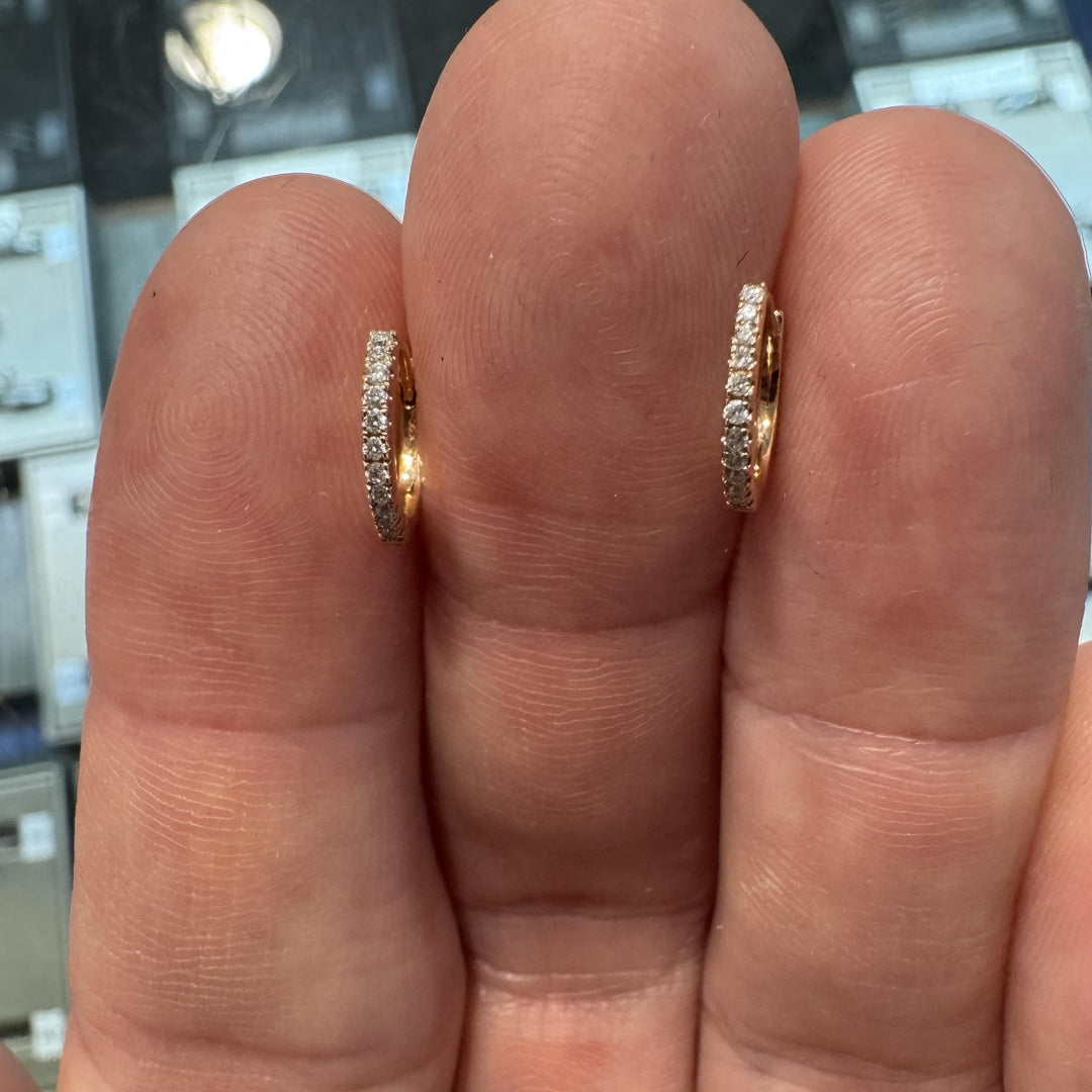 Brand New 0.20cttw Natural Diamond Micro Hoop Earrings in 14k Rose Gold