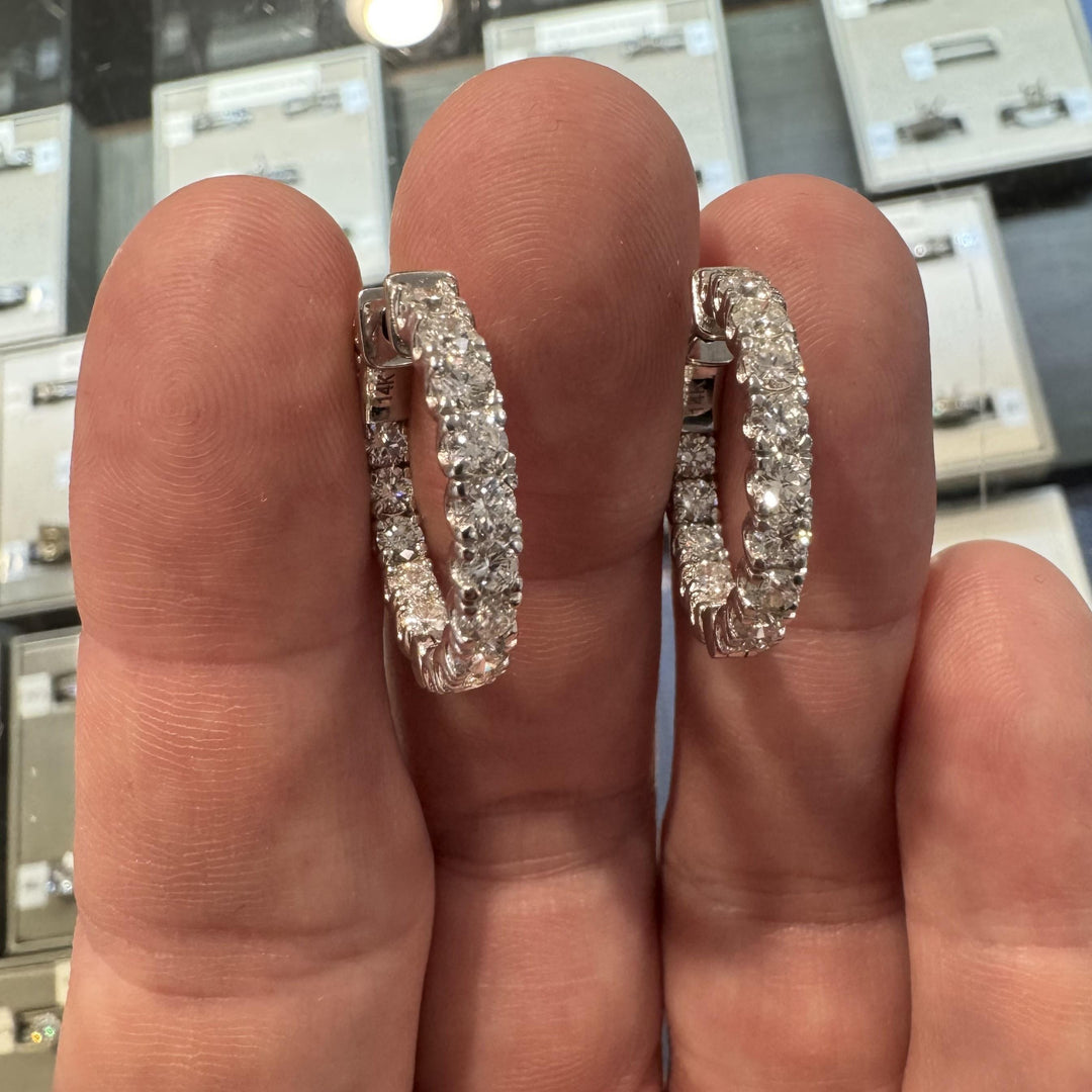 Brand New 3cttw Natural Diamond Chunky Hoop Earrings in 14k White Gold