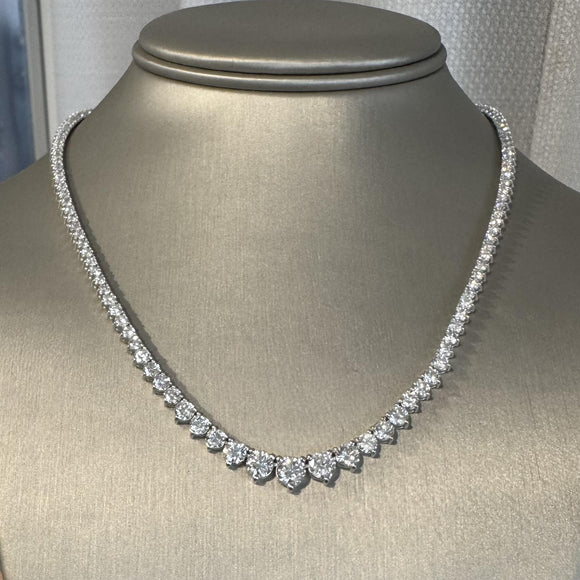 Brand New 12.5cttw Natural Diamond Graduated Riviera Tennis Necklace in 14k