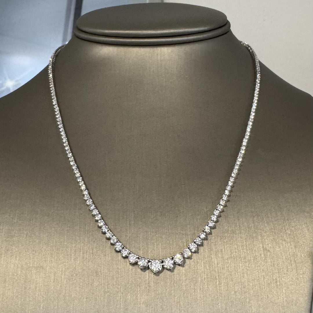 Brand New 6.5cttw Natural Diamond Graduated Riviera Tennis Necklace in 14k