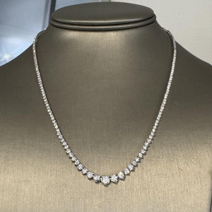 Brand New 6.5cttw Natural Diamond Graduated Riviera Tennis Necklace in 14k