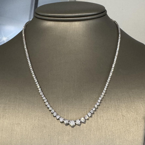 Brand New 6.5cttw Natural Diamond Graduated Riviera Tennis Necklace in 14k