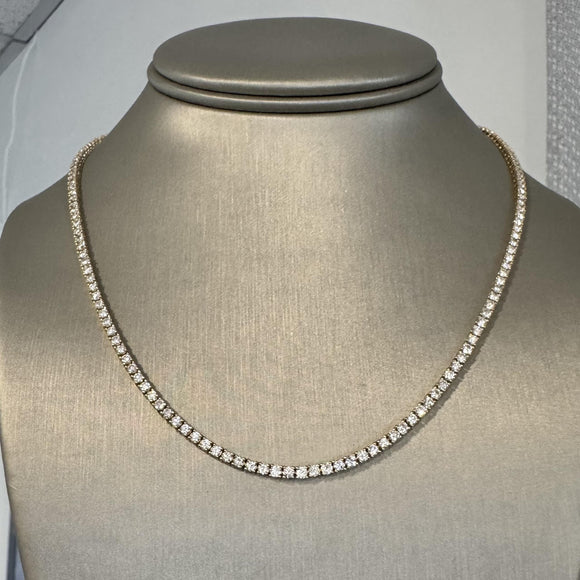 Brand New 7cttw Natural Diamond Tennis Necklace in 14k Yellow Gold