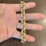 14k Yellow Gold 15.4g Vintage 12mm Three Circle Link Bracelet Italy 8.25"