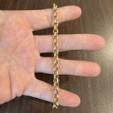 14k Yellow Gold 9g Hollow Polished 6.5mm Rolo Link Bracelet Italy 7.75"