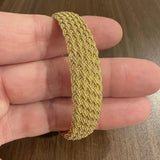 19k Yellow Gold 36.8g Solid Heavy 13mm Mesh Rigid Bangle Bracelet 7"