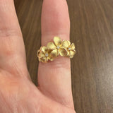 Denny Wong 14k Yellow Gold and Diamond Plumeria Band Ring Size 5.5