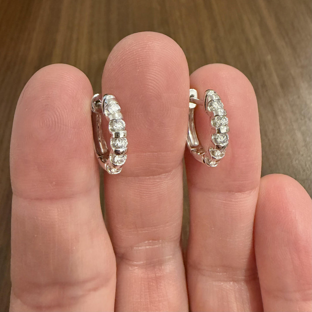 14k White Gold and 0.50cttw Diamond Hoop Earrings