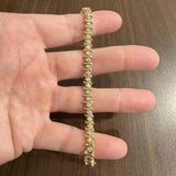 14k Yellow Gold and 3cttw Diamond Solid S Link Vintage Tennis Bracelet 7"