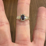 14k Yellow Gold Sapphire and 0.25cttw Diamond Vintage Ring Size 10.25