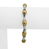 14k White and Yellow Gold 15.3g Ladies Bar and Ball Link Bracelet Italy 7.5"