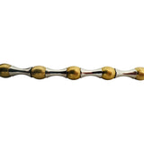 14k White and Yellow Gold 15.3g Ladies Bar and Ball Link Bracelet Italy 7.5"