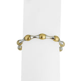 14k White and Yellow Gold 15.3g Ladies Bar and Ball Link Bracelet Italy 7.5"