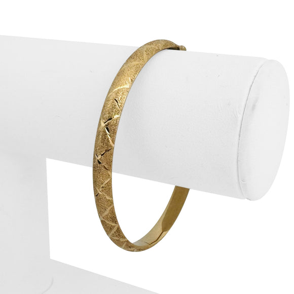 14k Yellow Gold 6.2g Ladies Textured 6mm Bangle Bracelet 7.25