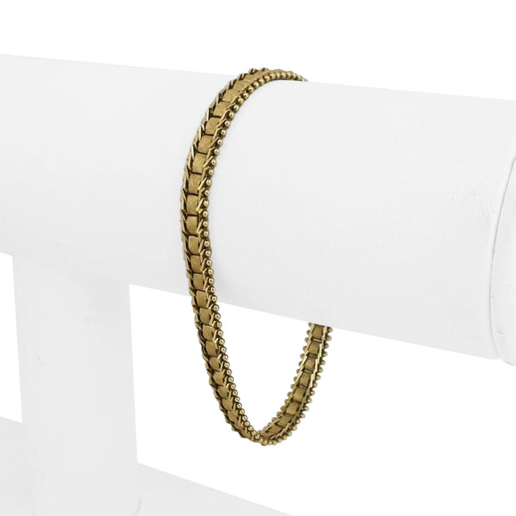 14k Yellow Gold 9.8g Solid Ladies 6mm Beaded Link Bracelet 7