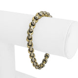 14k Yellow and White Gold 19g Solid Two Tone Fancy Link Bracelet Italy 7"