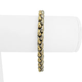 14k Yellow and White Gold 19g Solid Two Tone Fancy Link Bracelet Italy 7"