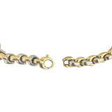14k Yellow and White Gold 19g Solid Two Tone Fancy Link Bracelet Italy 7"