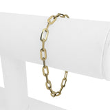 14k Yellow Gold 1.7g Hollow Very Light 5mm Flattened Oval Link Bracelet Italy 7"