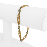 14k Yellow Gold and Aquamarine 12g Solid Fancy Floral Link Bracelet 8"
