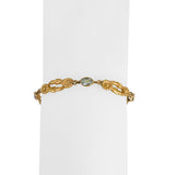 14k Yellow Gold and Aquamarine 12g Solid Fancy Floral Link Bracelet 8"