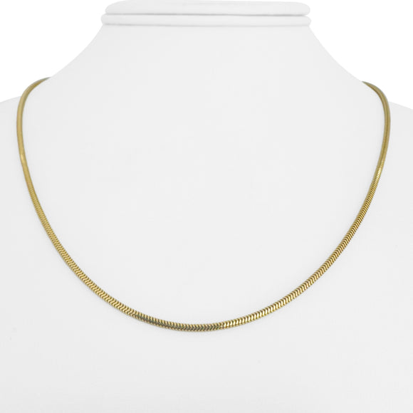 14k Yellow Gold 5.5g Solid Thin 1.5mm Snake Link Necklace Italy 18