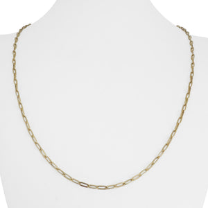 14k Yellow Gold 2.6g Hollow Very Light 3mm Paperclip Link Necklace Italy 22"