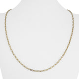 14k Yellow Gold 2.6g Hollow Very Light 3mm Paperclip Link Necklace Italy 22"