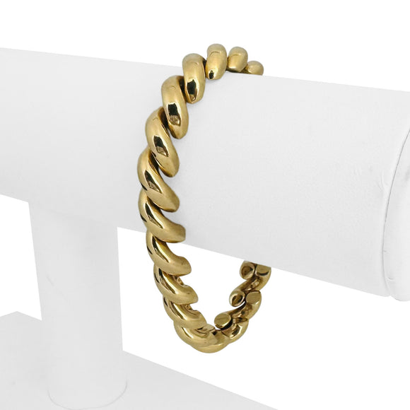 14k Yellow Gold 22.4g Ladies Polished 9mm San Marco Link Bracelet Italy 7.25