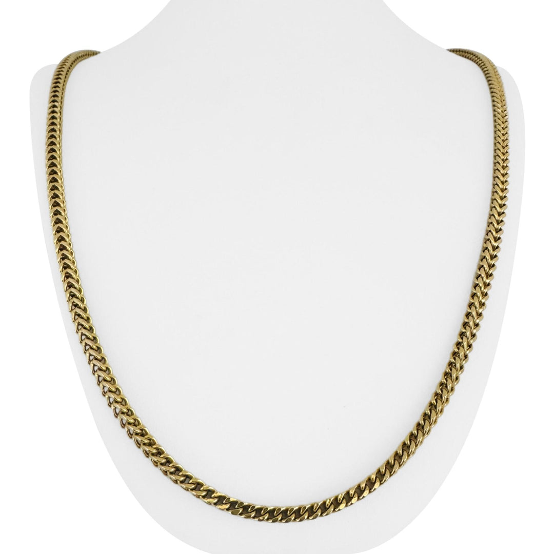 14k Yellow Gold 21.3g Squared 4mm Franco Link Chain Necklace 26"