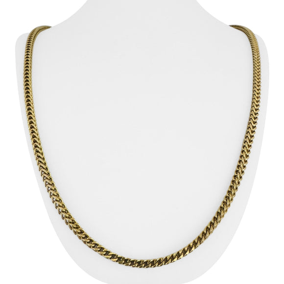 14k Yellow Gold 21.3g Squared 4mm Franco Link Chain Necklace 26