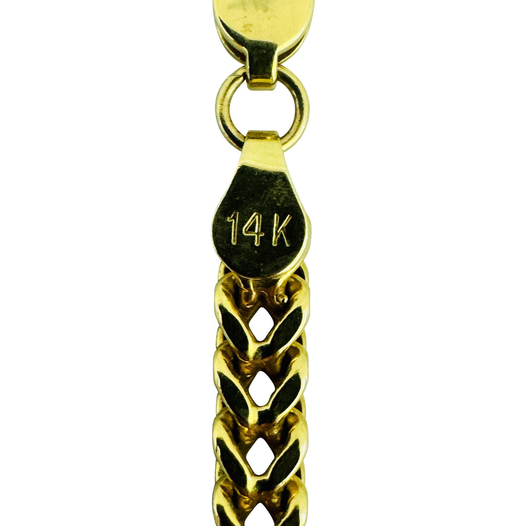14k Yellow Gold 21.3g Squared 4mm Franco Link Chain Necklace 26"