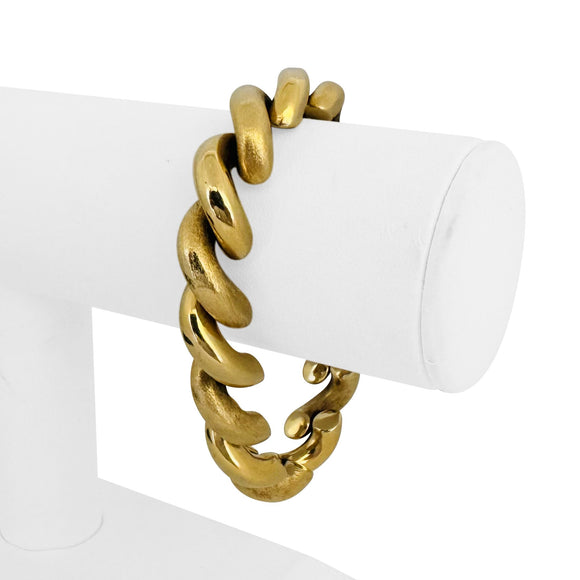 14k Yellow Gold 26.8g Polished and Brushed 12mm San Marco Link Bracelet Italy 7