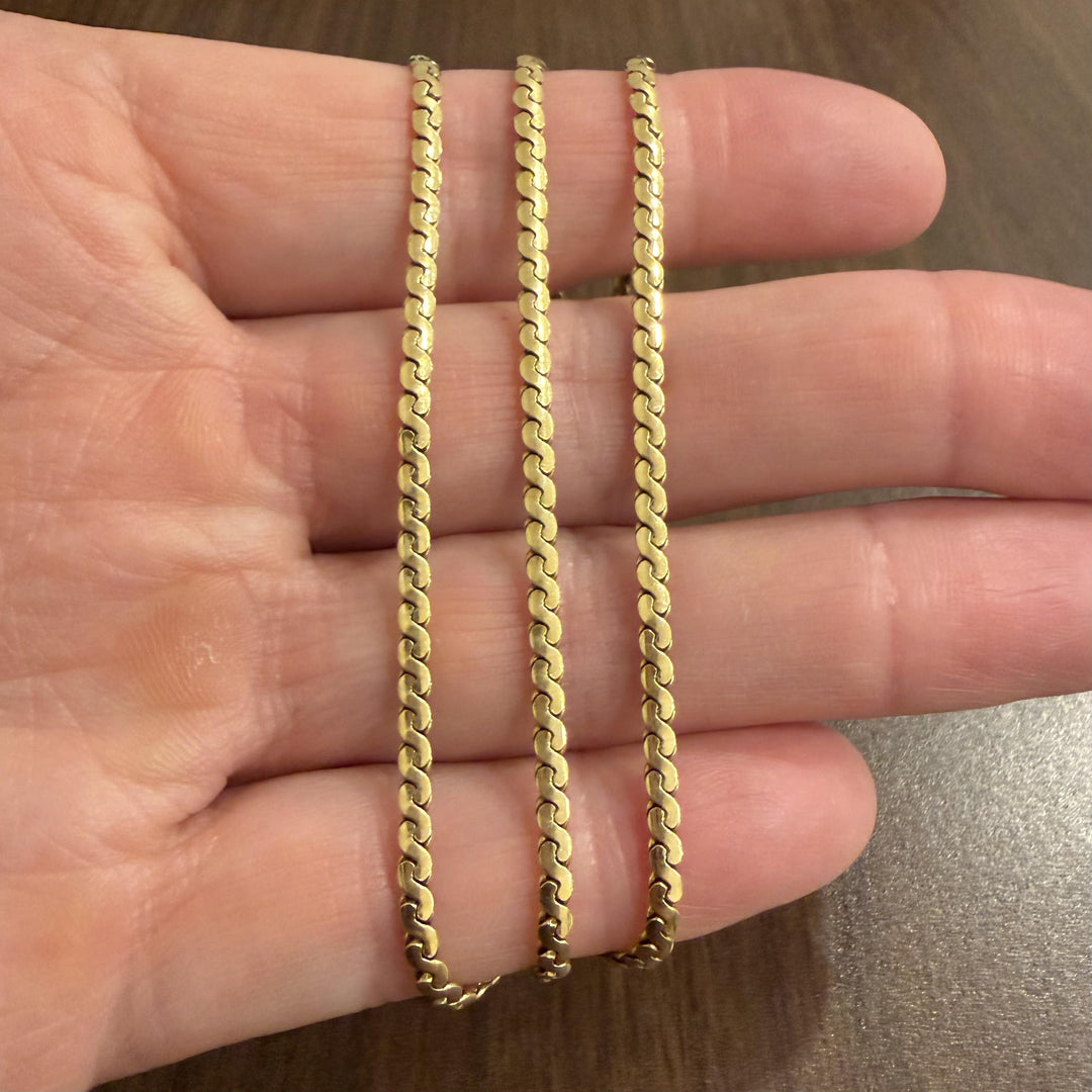 18k Yellow Gold 19.6g Vintage UnoAErre Serpentine Link Chain Necklace Italy 24"
