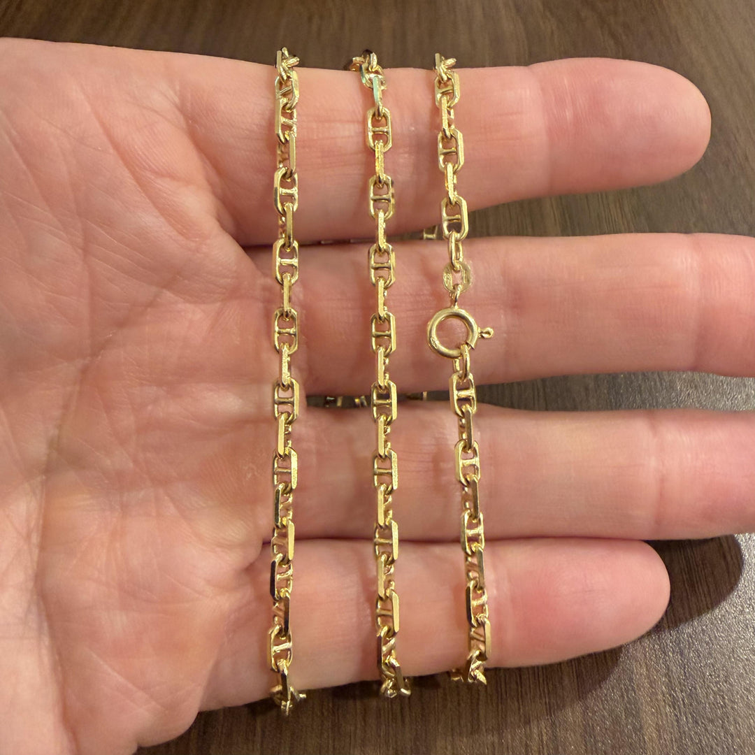 18k Yellow Gold 24.9g Solid 3.5mm Mariner Link Chain Necklace Italy 23.5"