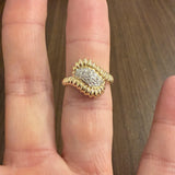 14k Yellow Gold and 0.10cttw Pave Diamond Ribbed Band Ring Size 8
