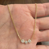 14k Yellow Gold and 1cttw Bezel Set Three Diamond Station Pendant Necklace 19"