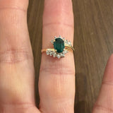 14k Yellow and White Gold Lab Emerald and 0.20cttw Diamond Bypass Ring Size 7